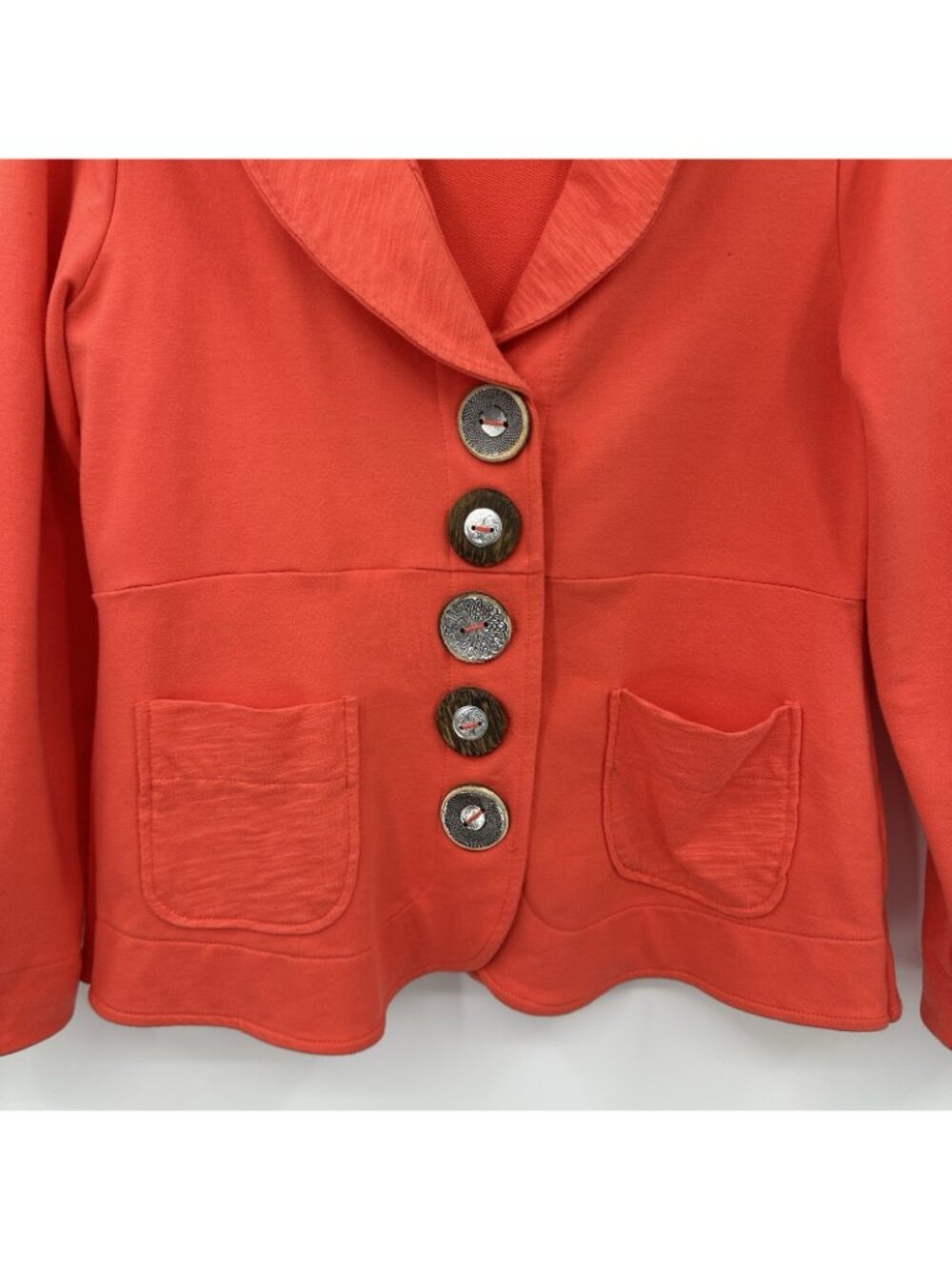 NEON BUDDHA jacket blazer orange PM petite lagenlook art teacher artsy organic - Picture 4 of 8